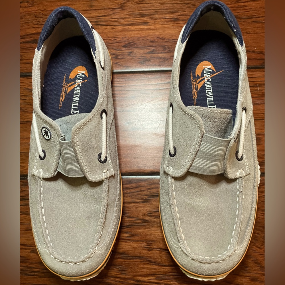 Margaritaville grey suede boat shoes. Size US 6.5